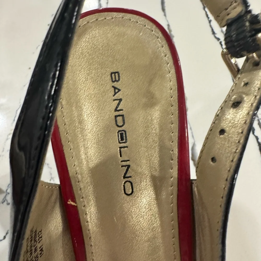 Bandolino Black, Red, and Cream Slingback Heels women’s size 8 - Picture 2 of 15